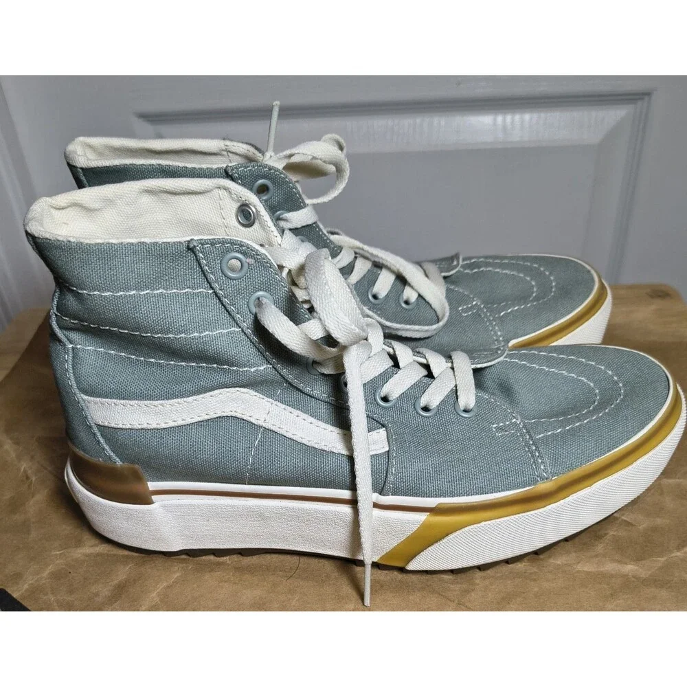 Vans Sk8 Hi Tapered Stacked Platform Shoe Sneaker Green Milieu Gum Sz Men 8/W9.5